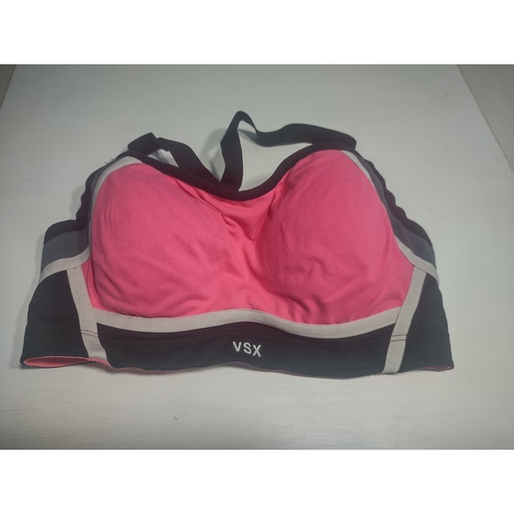 Victoria's secret sport vsx wireless padded strappy sports bra hot pink size 32D - Picture 1 of 9